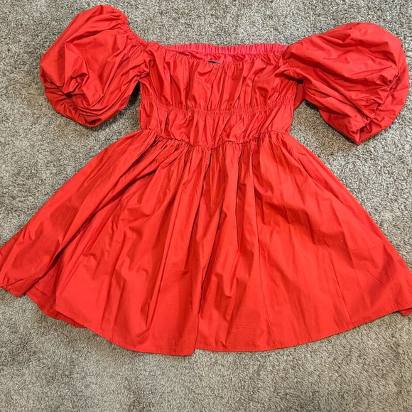 Red Off the Shoulder Mini Dress - Picture 4 of 4